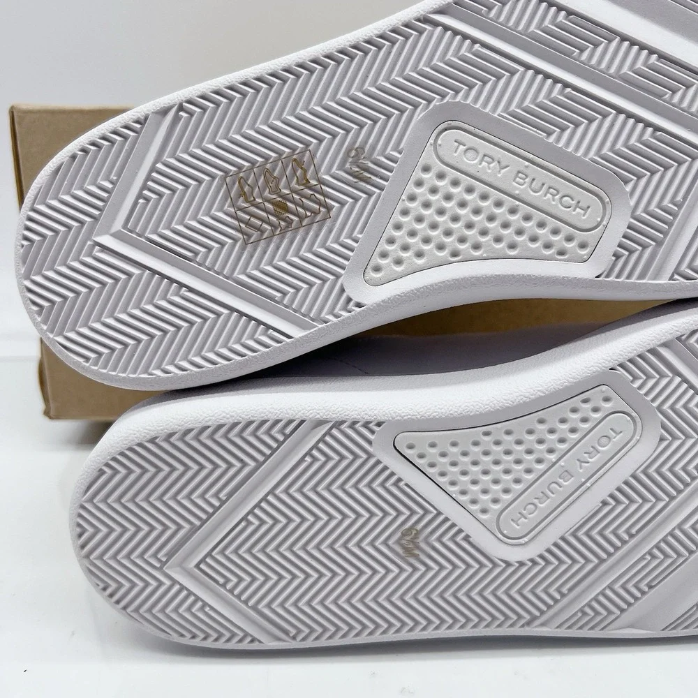 Tory Burch Howell Court Women's Fashion Sneakers White Leather Lace Up US 6.5